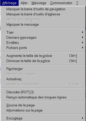 Le menu Affichage