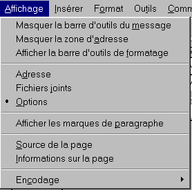 Le menu d'affichage en mode dition