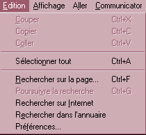 Le menu d'dition