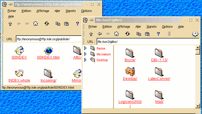 La philosphie de Kde sous Unix laisserait presque croire que le serveur ftp est local