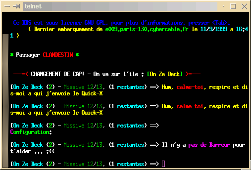 Ici telnet lanc par Kde