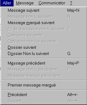 Le menu Aller