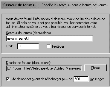 Permet de dfinir le serveur de News