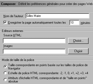 Options de gestion avances de composer