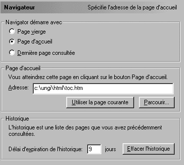 Gestion de l'historique et la page d'accueil